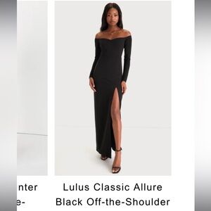 Lulus Classic Allure Black Off-the-Shoulder Long Sleeve Maxi Dress